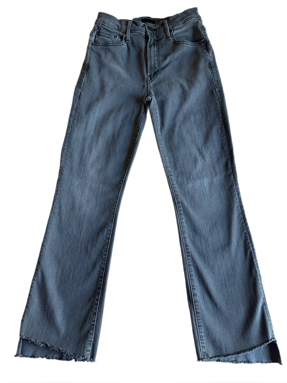 MOTHER The Insider Crop Step Fray Jeans Dancing In The Moonlight Gray Wash Sz 25